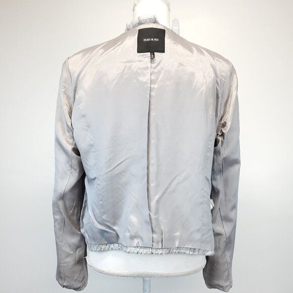 mac & jac Lightweight Business Casual Ruffled Trim Tweed Blazer Women's Large - Picture 8 of 10